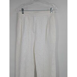 Anthropologie Exquise Gabriela‎ Pants White wide leg eyelet pants sz 6